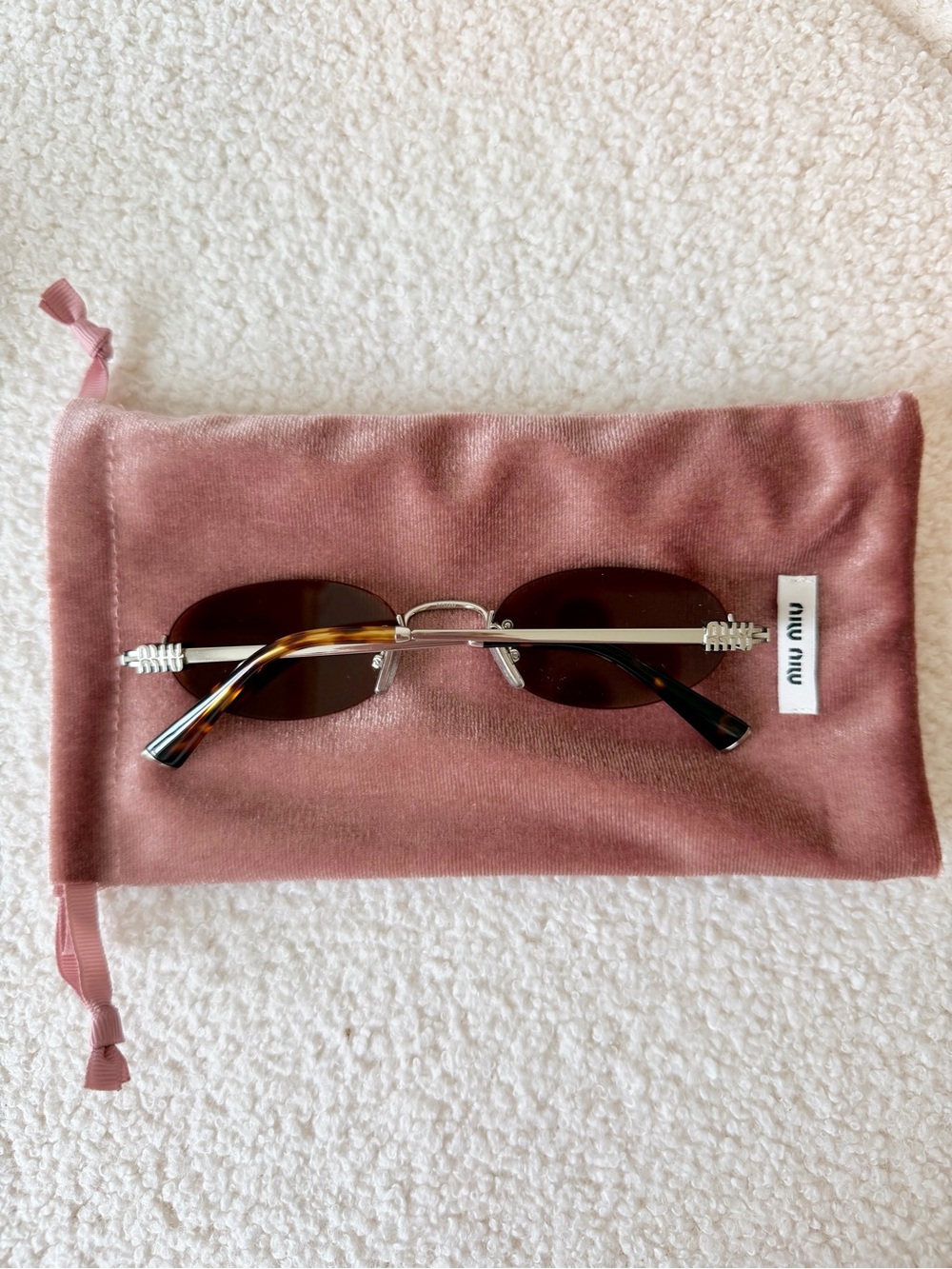 MIU MIU oval brown and silver sunglasses
